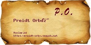 Preidt Orbó névjegykártya